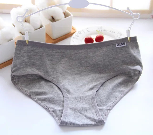 7pcs Women's Cotton Panties Plus Size Sexy Briefs Girls Breathable Soft Lingerie Cute Solid Color Underwear
