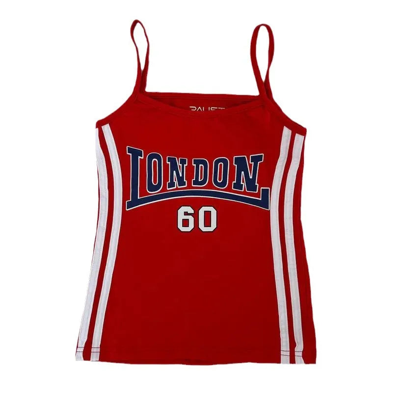 90s Women Aesthetic Vintage Crop Top Y2k Style Clothes Grunge London Print Sleeveless Sexy Tank Top Streetwear Hot Girl Camisole