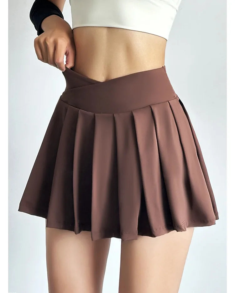 Sports short skirt women summer anti-walk yoga pants running fitness clothes quick dry breathable high waist pleated skirt
