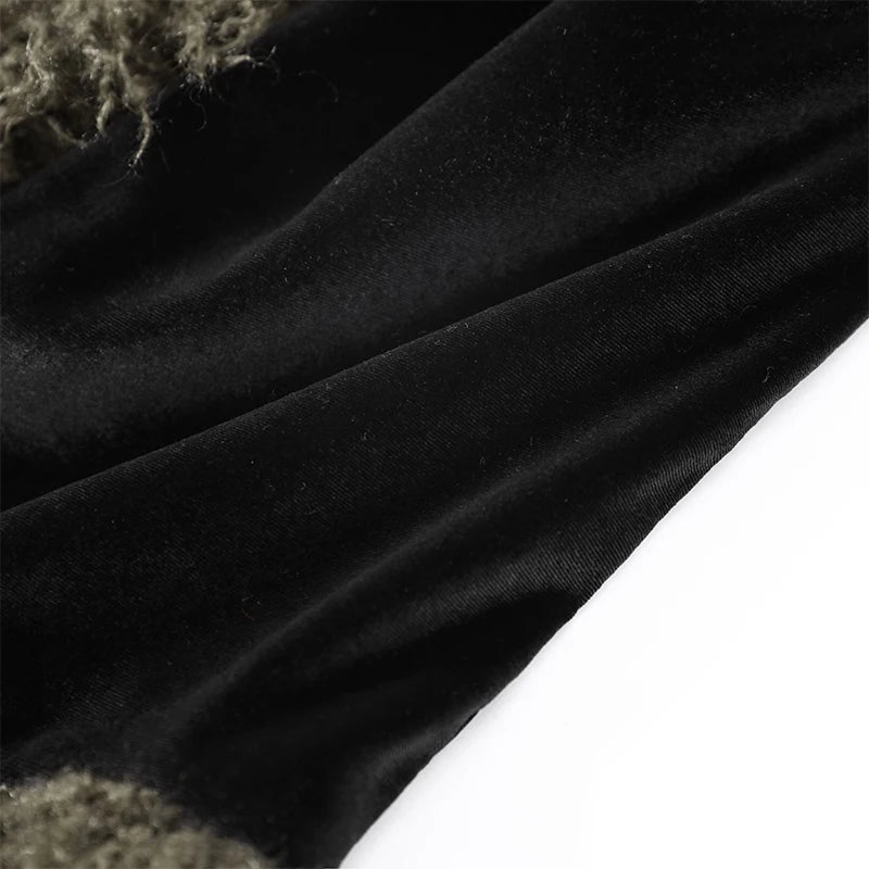 Vintage Patchwork Women's Faux Fur Trim Coat Urban Lapel Full Sleeve Female Jacket Female 2026 Autumn Winter Lady Streetwear New
