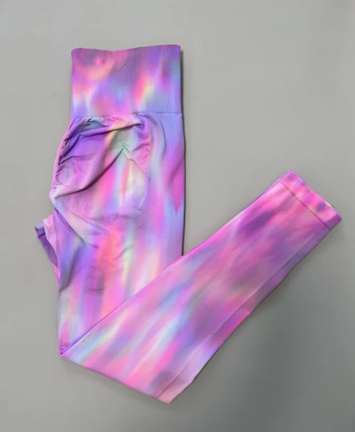 New Tiedye Gym Leggings Seamless Women Push Up Stretch Pants Scrunch Sports High Waist Booty Lifting Workout Yoga Leggins Nylon