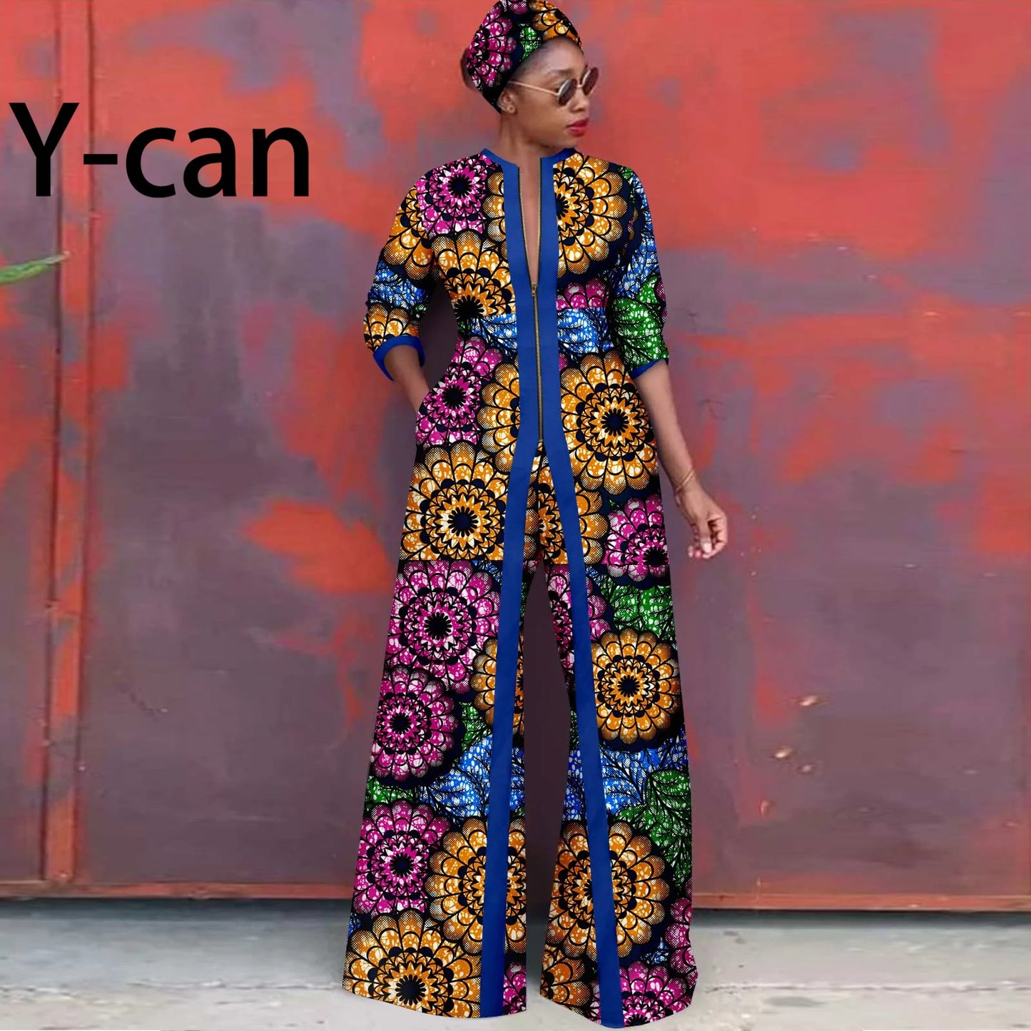 African Clothes for Women New Fashion Women Jacket Long Coat and Pants with Headscarf Ankara Print Elegant Party Dress 2426005