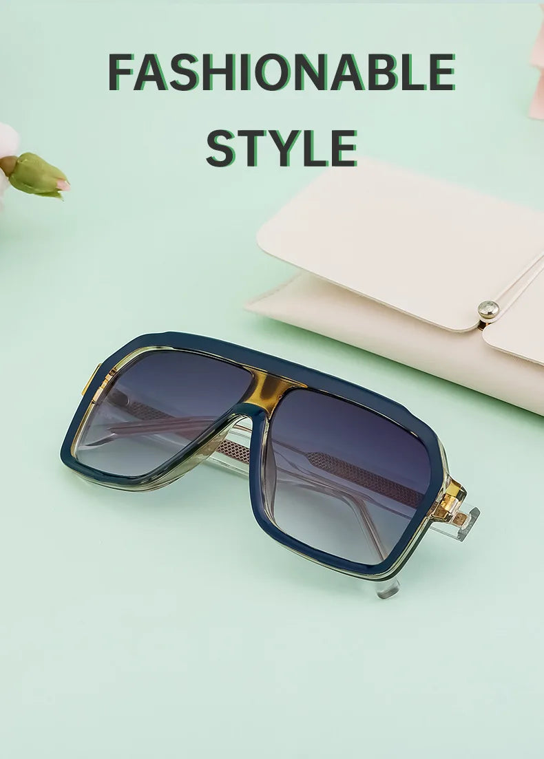 Retro Pilot Men Sunglasses Fashion Clear Gradient Shades UV400 Women Luxury Square Sun Glasses BAZAARHUBO