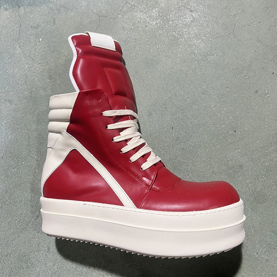 Brand RO Double Bottom Fashion Shoes Designer Women Ankle Boot Platform 6cm Original Casual Men Shoes Luxury Leather Zip Shoes