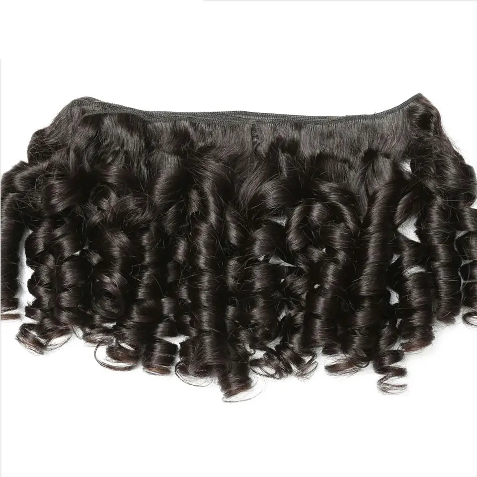 Baierte Brazilian Funmi Bouncy Curly Human Hair Weave Bundle Machine Double Weft Virgin Funmi Curly Human Hair Bundles For Women