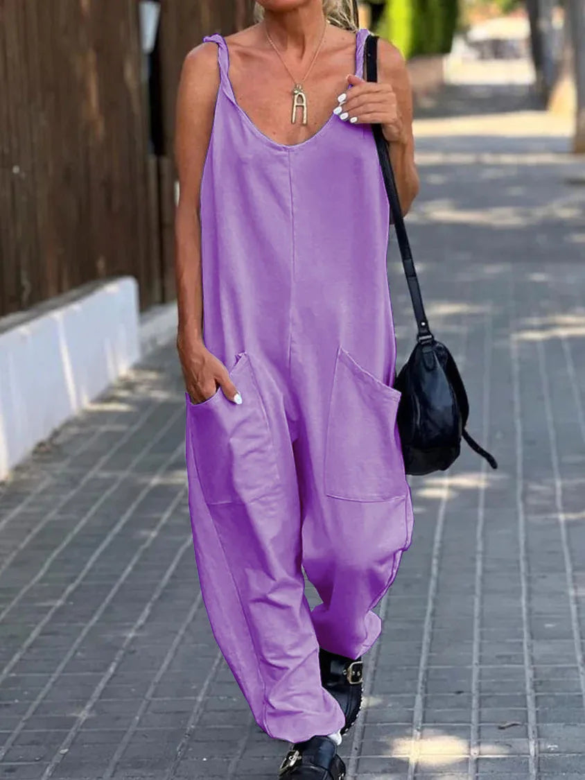 Jumpsuit Women's Solid Color Loose Suspender Pocket Trousers Street Trend Fashion Trousers for Female Jumpsuit