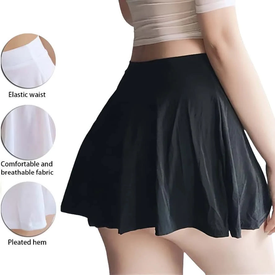 Fashion Korean Style Mini Skirt Girls Womens See Through High Waist Black A Line Short Pleated Skirts Christmas Street Club Wear