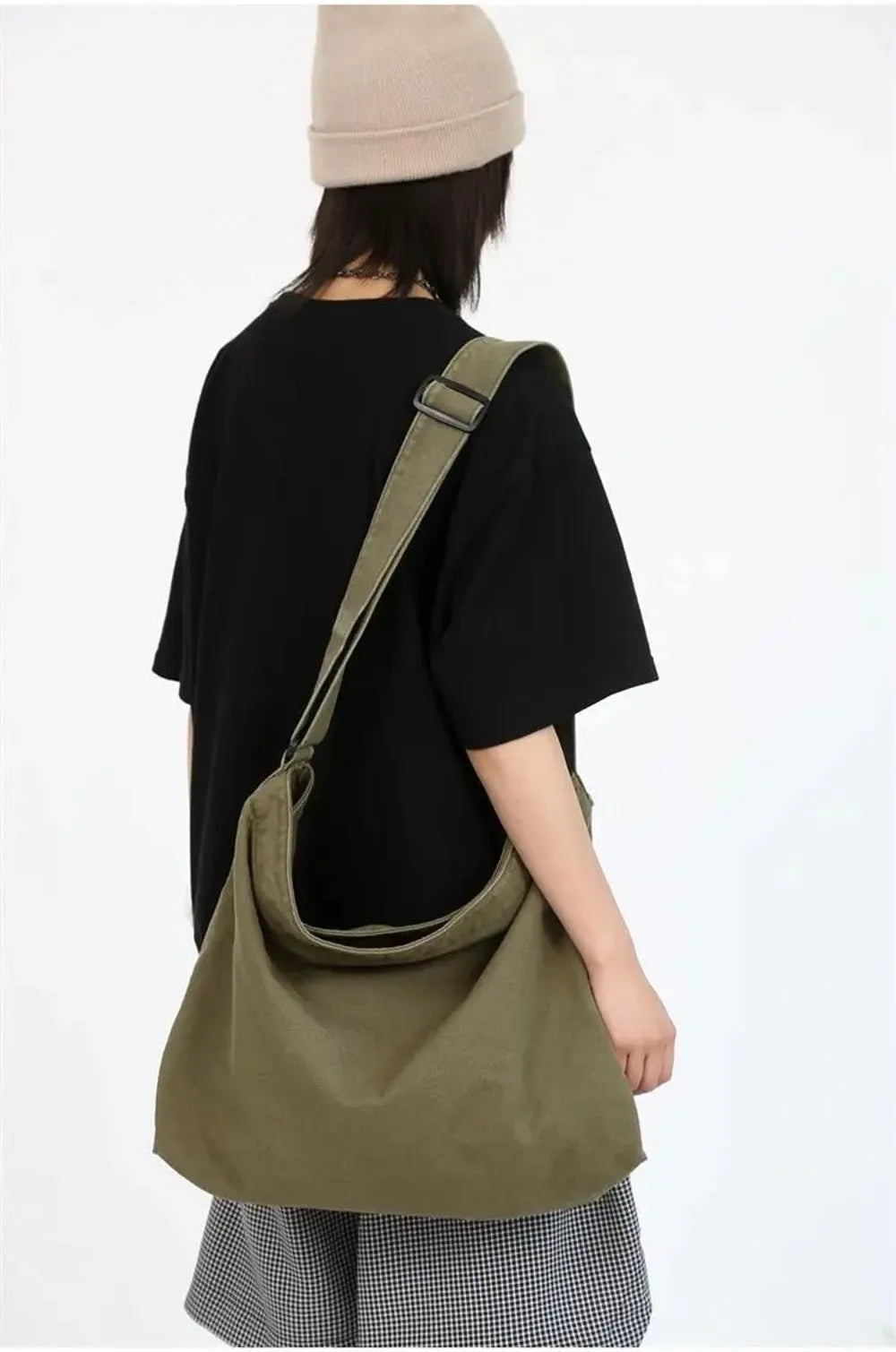 Retro Canvas Shoulder Bag Large Capacity Multi-purpose Messenger Bag Travel Tote Bag Woman Men