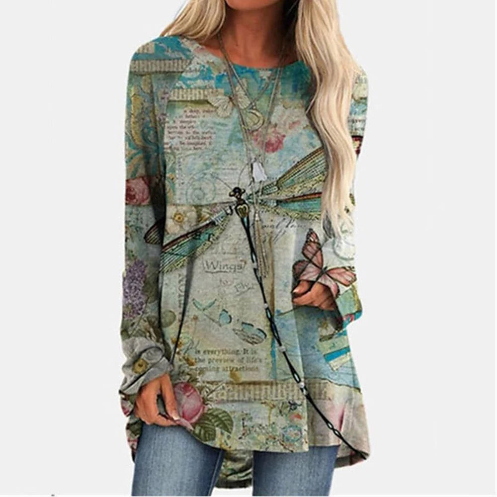 Women's T Shirt Wolf 3d Print T-shirt Women Fashion Animal T-shirts Casual Long Sleeve Tops Tees Vintage Tshirt Loose Tees Owl