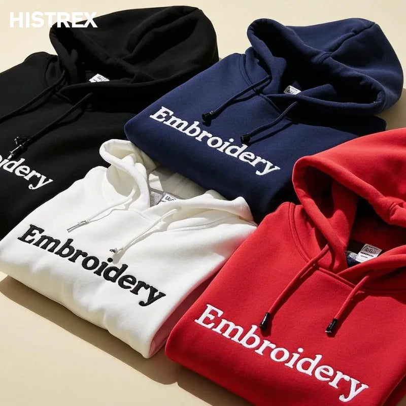 Top Quality Custom Embroidery Cotton Hoodie Your Design Brand Company Logo Text Men Womens Thick Fleece Warm Sweatshirt 350gsm