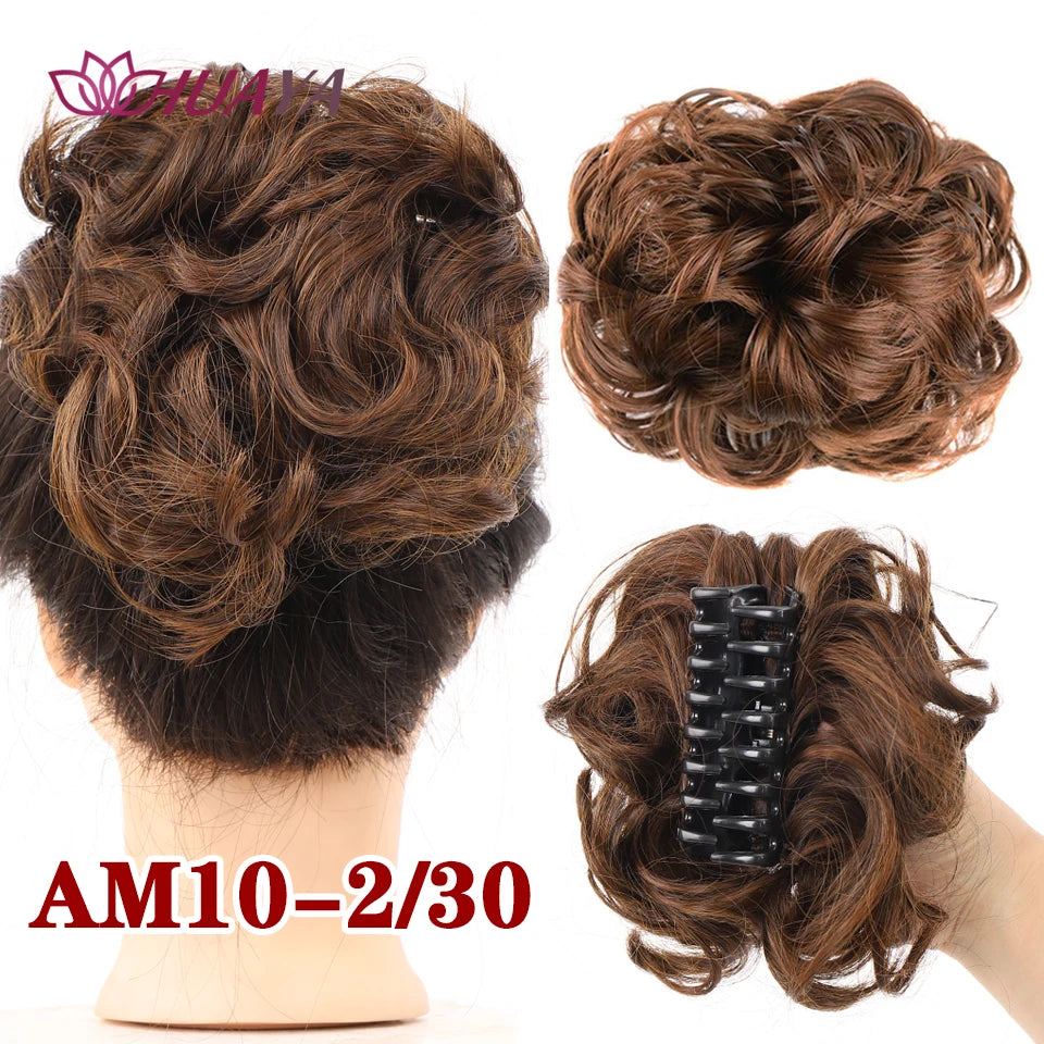 Synthetic Hair Bun Chignon for Women Messy Bun Hair Piece Tousled Updo Hair Extensions With Claw Clip Curly Hairpins Black Brown