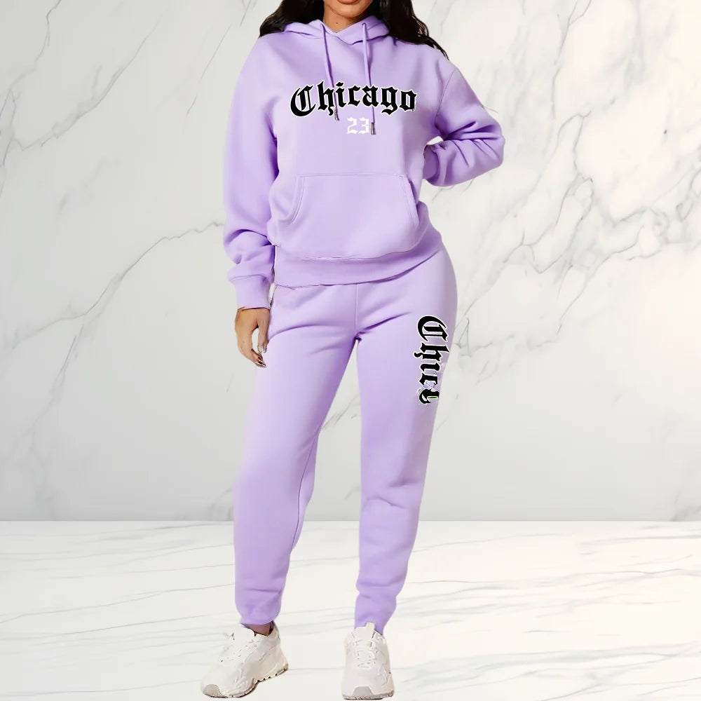 Women's Tracksuit Hoodies Trousers 2PCS Suit Winter Sports Jogging Outfits Fashion Street Designer Clothes for Women Pants Set