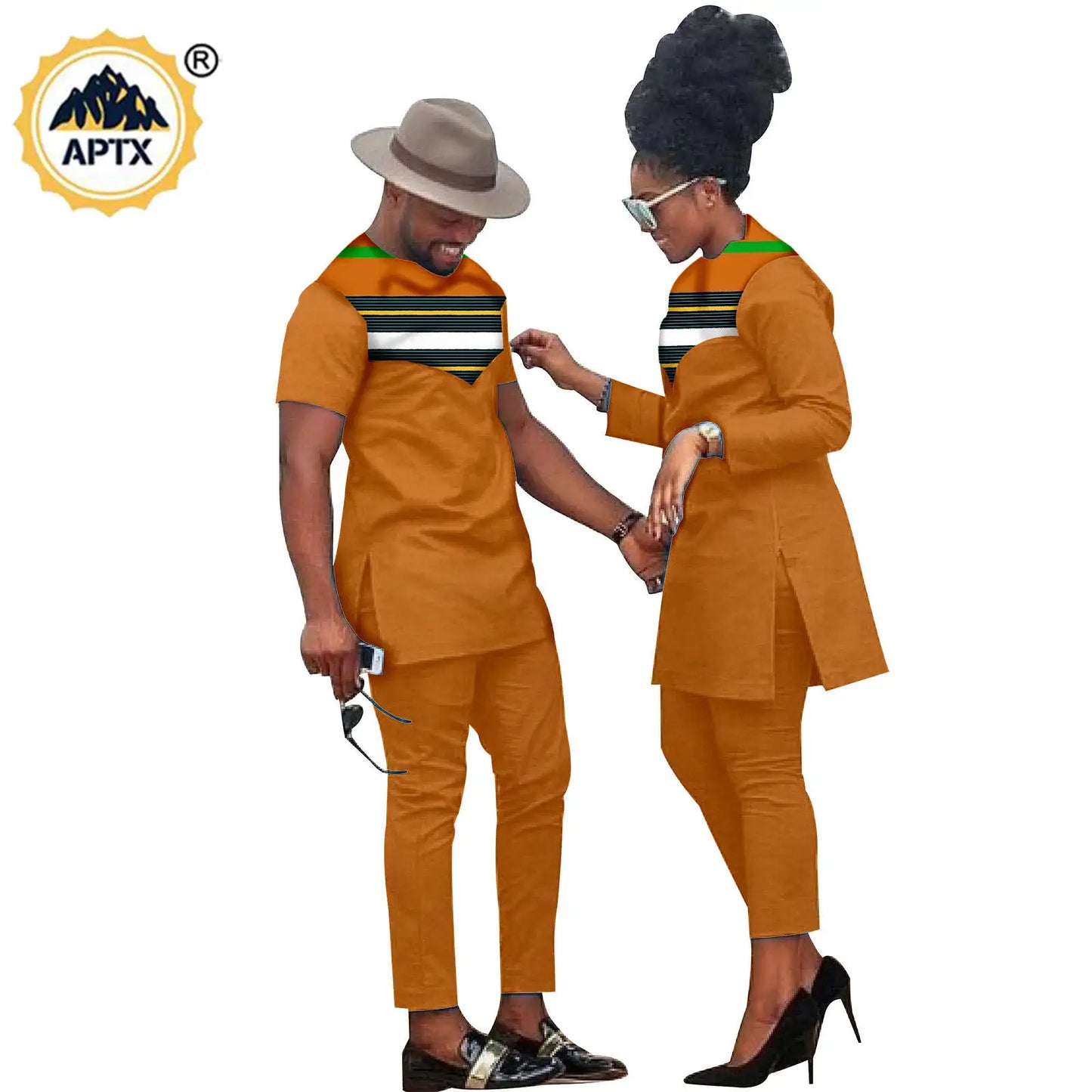 African Men Suits Bazin Riche African Couple Clothes Women Sets Matching Men Outfits Kaftan Patchwork Top and Pant Sets S20C001