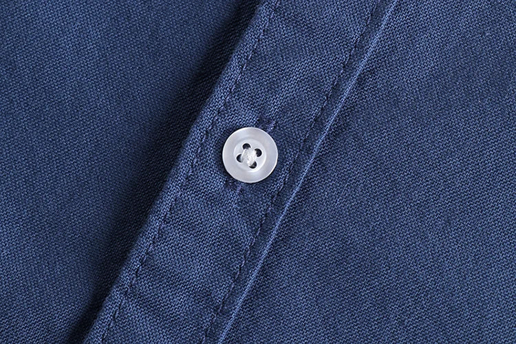 Washed Oxford fabric base simple pocket long sleeve shirt men's casual jacket