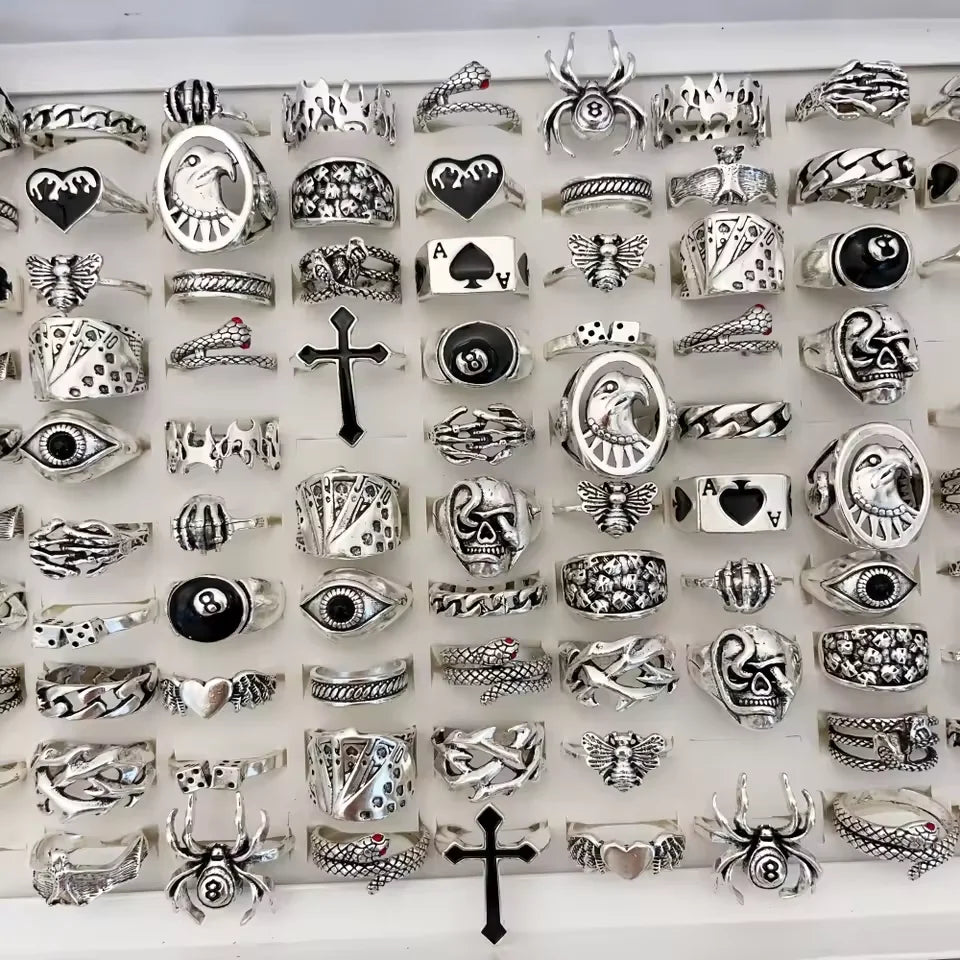 20 Pcs Vintage Punk Rings Set For Women Men Mix Style Hip Hop Heart Snake Skull Eye Finger Ring Fashion Jewelry Party Gifts 2026