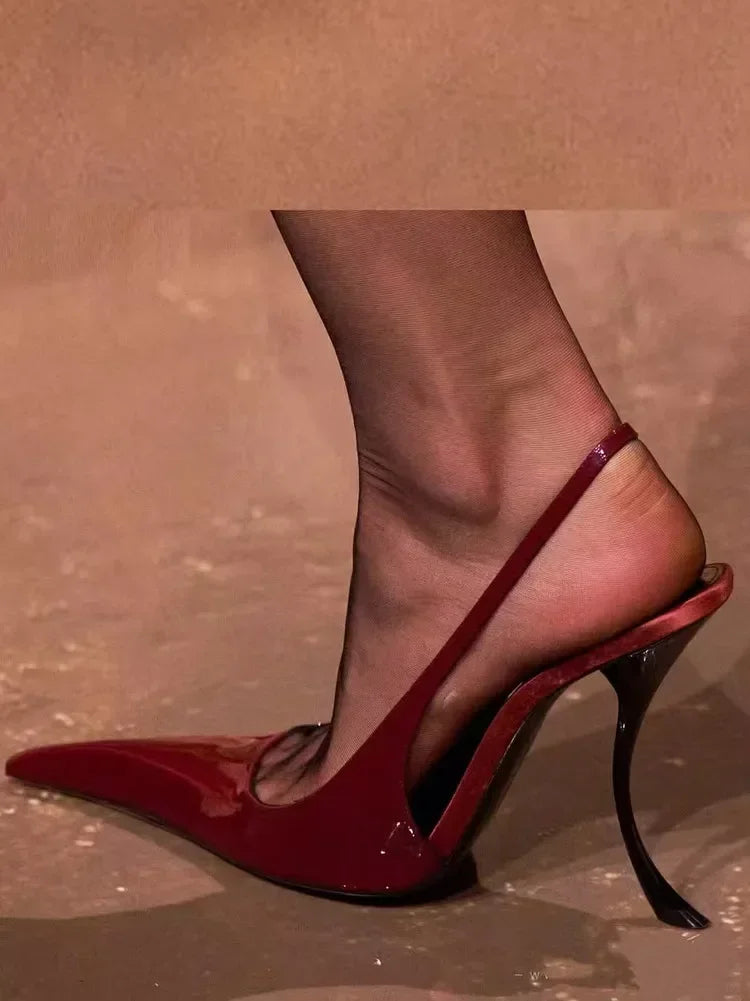 European and American Spring and Summer Fashion Party Dress Shoes Elegant Women's Stiletto High Heels Back Hollow Sandals