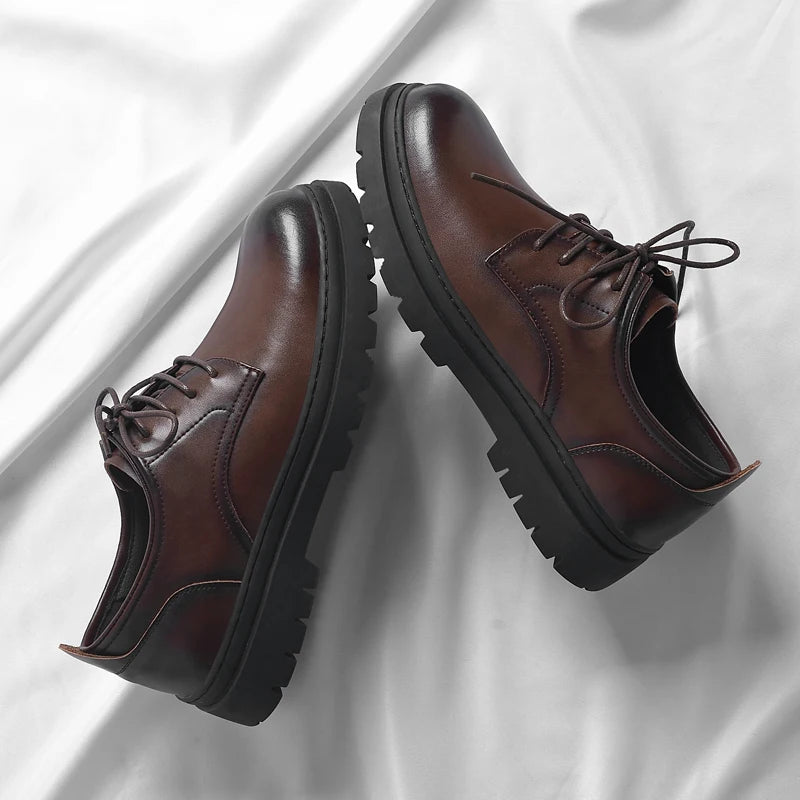 Luxury Leather Male Oxford Shoes Brown Black Mens Dress Shoes New Fashion Round Toe Men's Business Casual Shoes Formal Footwear