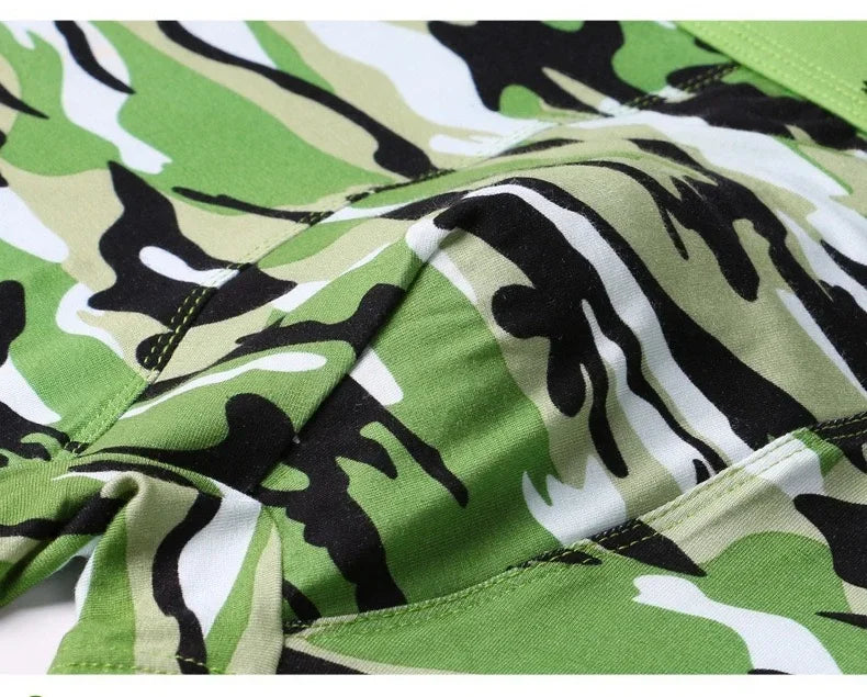4Pcs/Men's Boxers Camouflage Military Panties Man Sexy Boxer Soft Shorts Underwear Male Army Green Underpants for Men Plus Size