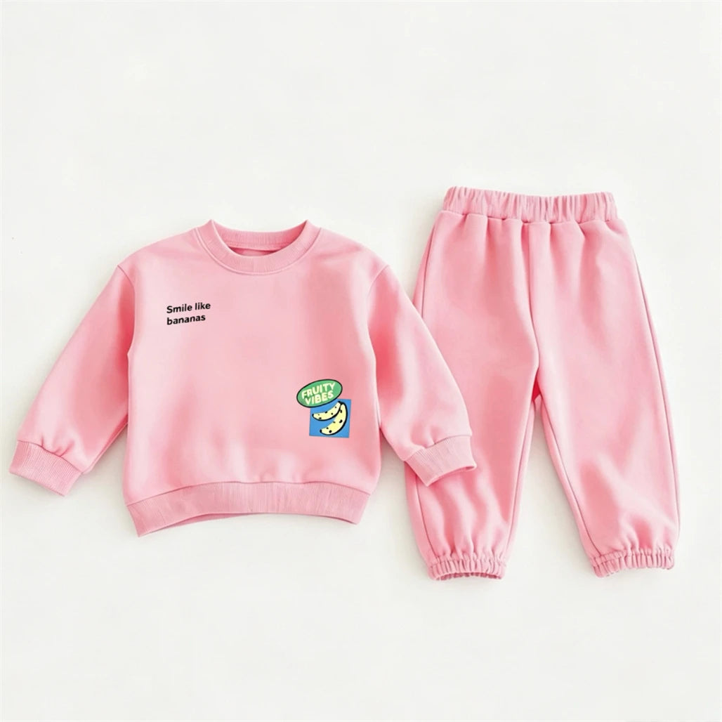 Toddler Fashion Casual Clothes Long-sleeved Outfits Baby Girls Cartoon Sweatshirts+Pants Two Piece Set Outer Wear Kids Tracksuit