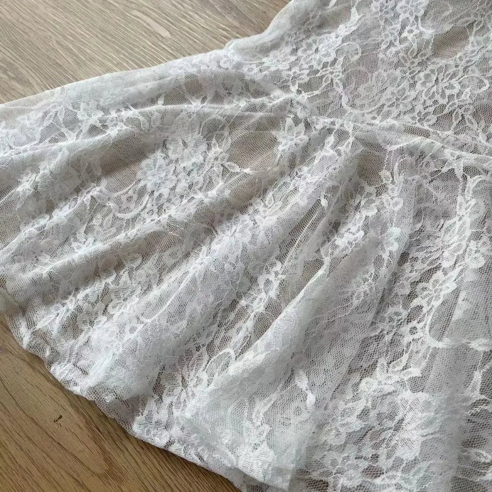 Fashion Transparent Lace Halter Dress V-neck Beachwear Lace-up Short Skirts A-line Spicy Girl Style Dresses Women Club