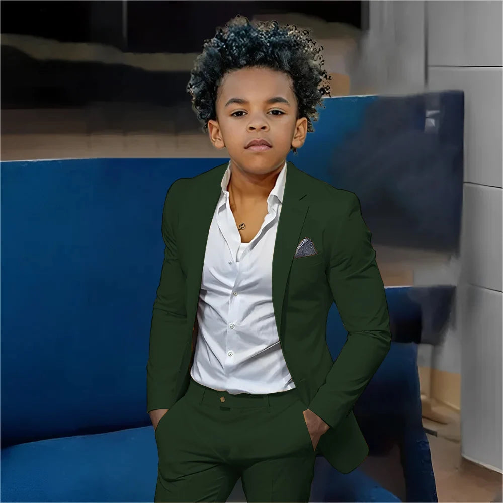 Casual Beige Boys Suit 2 Piece Set Fashion Design Wedding Tuxedos for Kids Custom Clothes 2-16 Years Old Outfit