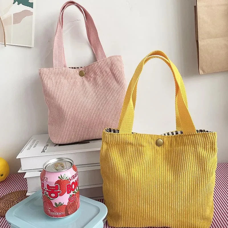 Bags for Women Corduroy HandBags Reusable Lunch Bags Casual Tote Female Handbag Canvas Tote Bag Dropshipping