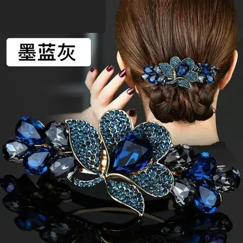 Korean Style Rhinestone Floral Hair Clip Mother Headdress Headpiece Female Hair Accessories Temperament Barrettes Hairpins BAZAARHUBO