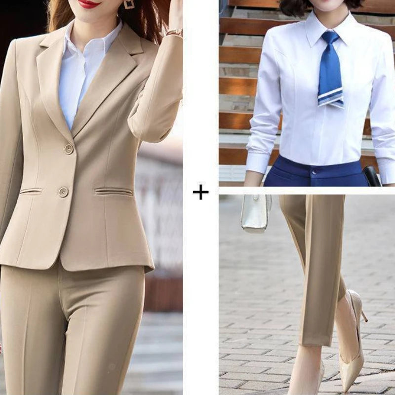 Fall Outfits Suit Jacket Two Piece Sets for Woman Office Wear Formal Womens Blazer and Pants Suits Set 2 Elegant Pieces Business