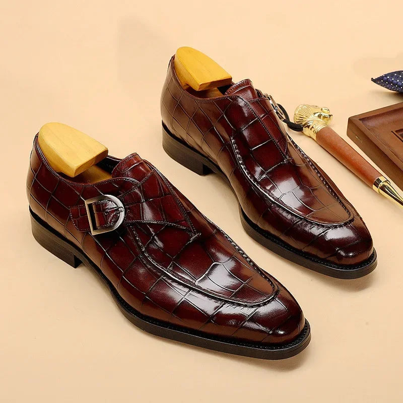 Retro Men Dress Shoes Business Loafers Slip on Pointed Toe Leather Shoes Party Formal Shoe Handmade Casual Men Shoes Plus Size48