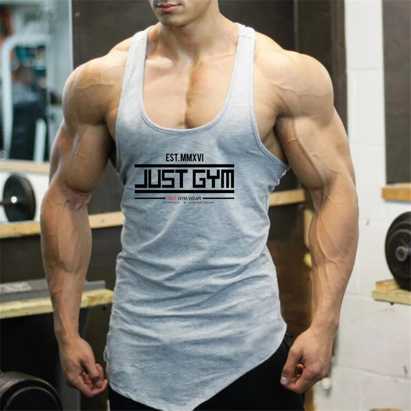 Mens Fitness Fashion Irregular Hem Vests Cotton Breathable Gym Bodybuilding Tank Tops Workout Muscle Casual Sleeveless Shirts