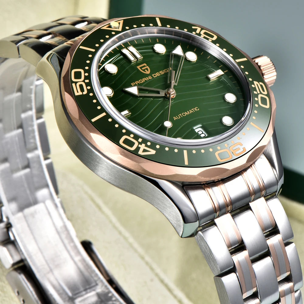 2026 New PAGANI DESIGN Gold Luxury Diving Mens Watches Automatic Watch For Men Mechanical Wristwatches AR Sapphire Ceramic Bezel