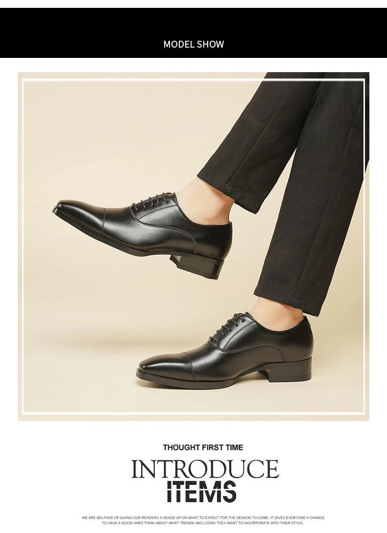 Genuine Leather Mens Dress Shoes Black Formal Social Shoe Male Business Wedding Derby for Man Luxury Italian Oxford Loafers 2024