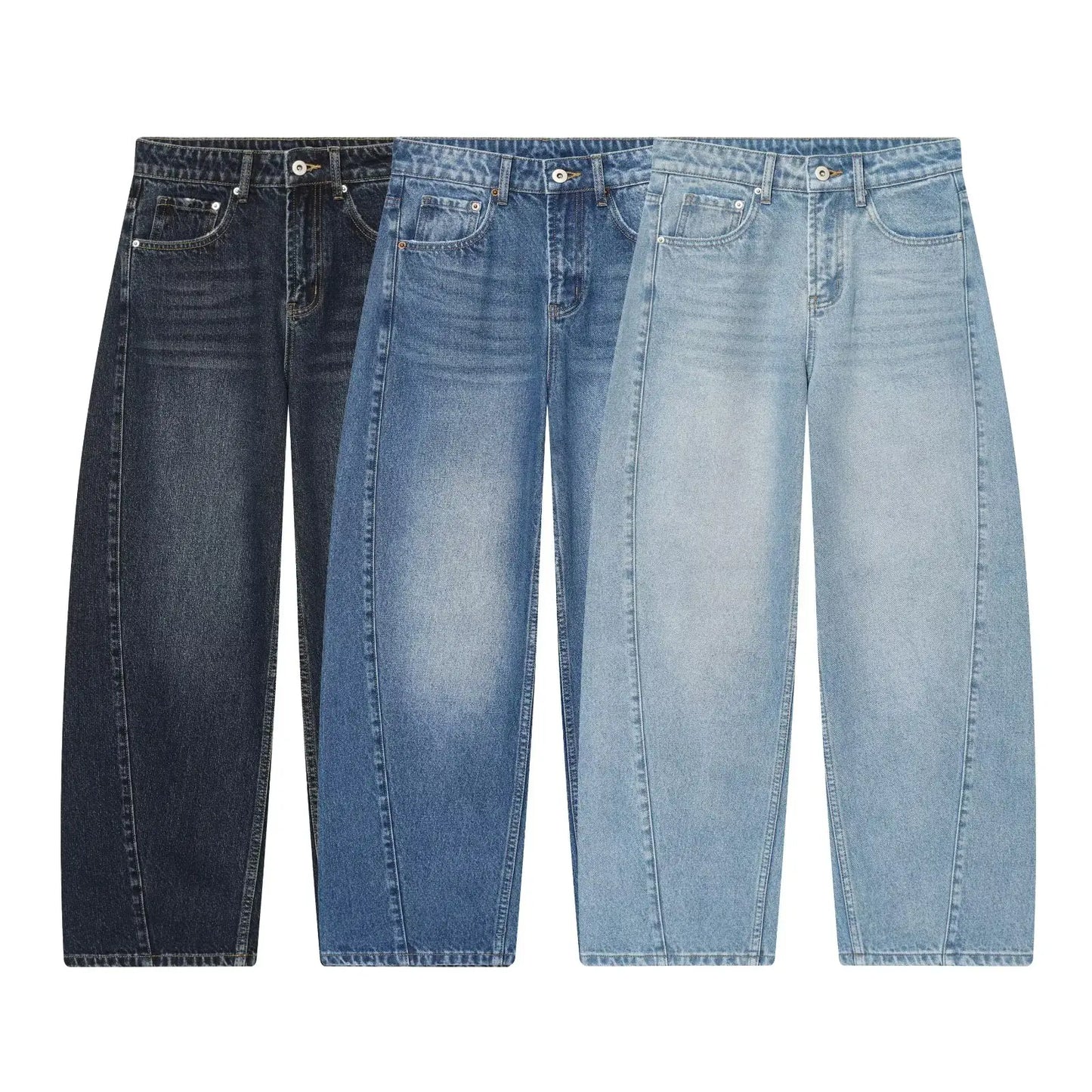HH Women Fashion Baggy Straight Jeans Casual Loose Mid Waist Denim Pants Autumn Female High Street Chic Trousers Jeans