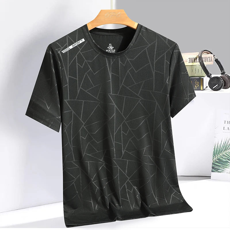 Summer ice silk short sleeved T-shirt for men and women, quick drying and breathable sports top, outdoor running duanT