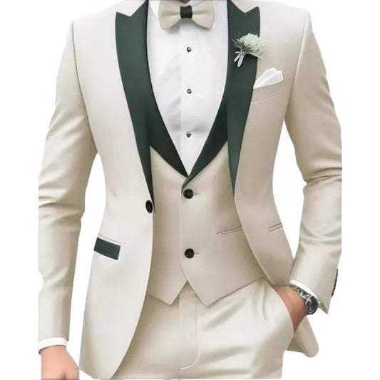 New Business Casual MC Wedding Groom Best Man Dress Jacquard Men's Suit Three-piece Set  Wedding Suits for Men  Mens Suits  Suit