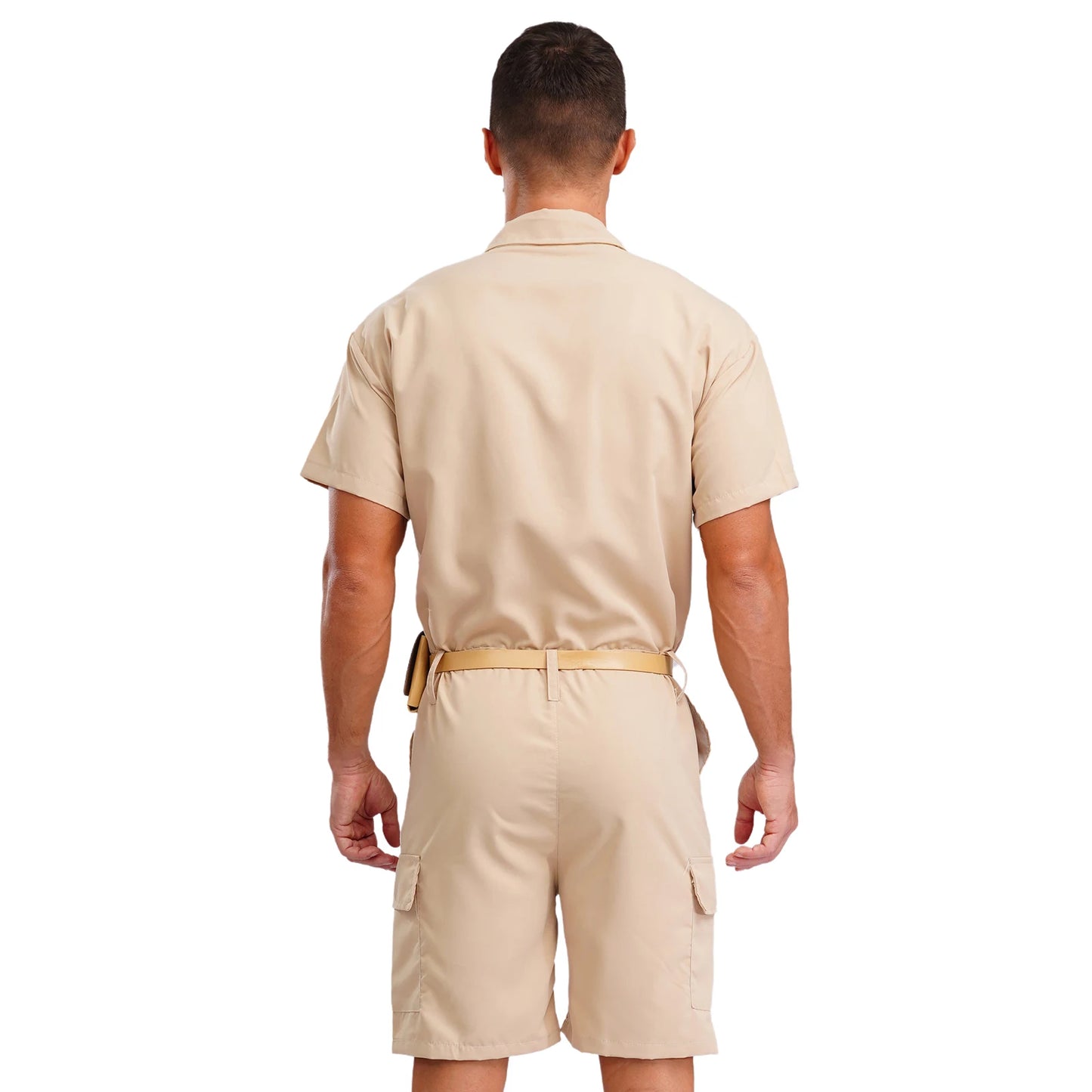 Mens Overalls Work Cargo Jumpsuit with Purse And Belt Workshop Uniform Multi-pocket Shorts Bottom Coveralls Rompers Work Wear