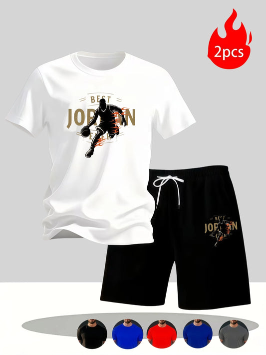2026 Summer Men's Set Urban Casual Fashion T-shirt and Shorts High Quality Crew Neck Short Sleeve Outfits Male Daily Sportswear