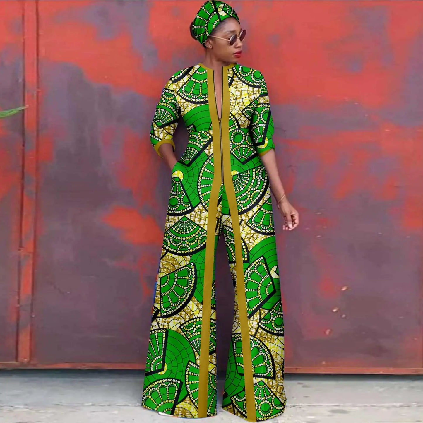 African Clothes for Women New Fashion Women Jacket Long Coat and Pants with Headscarf Ankara Print Elegant Party Dress 2426005