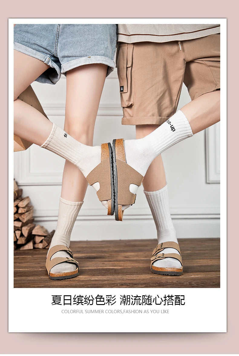 Brand Men Women Sandals Summer Designer Couple Cork Clogs Sandals Luxury Classic Unisex Mules Beach Slide With Adjustable Buckle