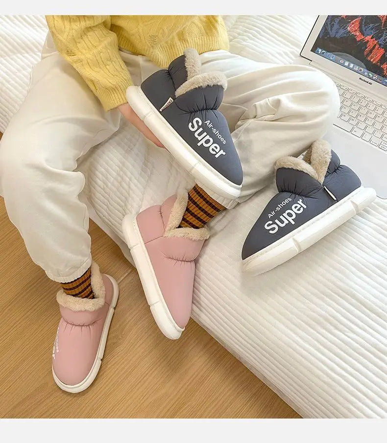 Winter Plush Men Cotton Shoes Warm Plush Men House Slippers Outdoor Soft Non Slip Women's Shoes Casual Furry Men Shoes
