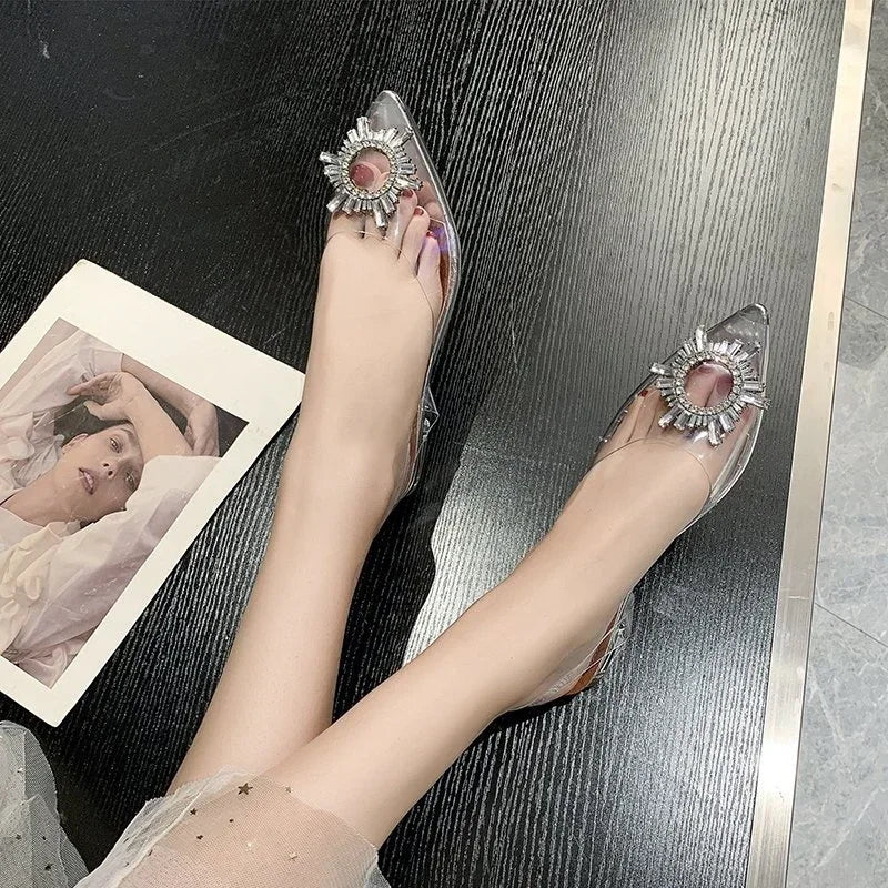 BCEBYL Spring and Autumn Fashion New Sexy Banquet Transparent Comfortable Crystal Women's High Heels Zapatos Mujer