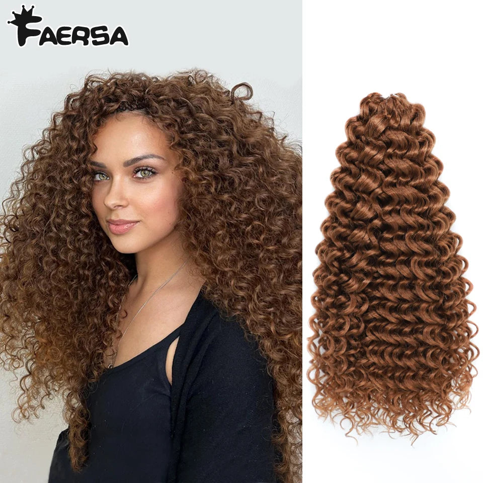 Wavy Strands Crochet Braid Hair14 18 &22inch Synthetic Ombre Wavy Curls Afro Curls Hair For Women Low Tempreture Deep Wave