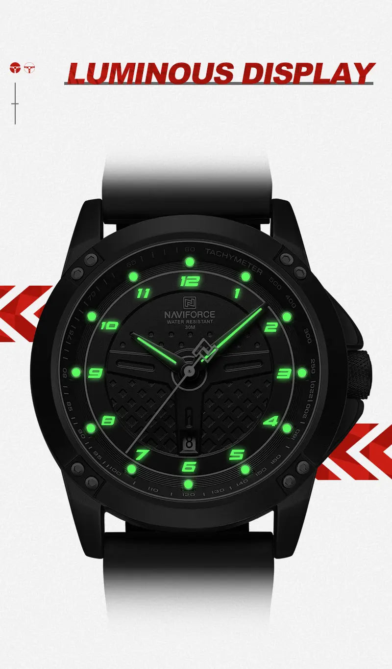 NAVIFORCE Trend Quartz Wristwatch Fashion Waterproof Men's Watches Sport Silicone Strap Male Luminous Clock Relogio Masculino