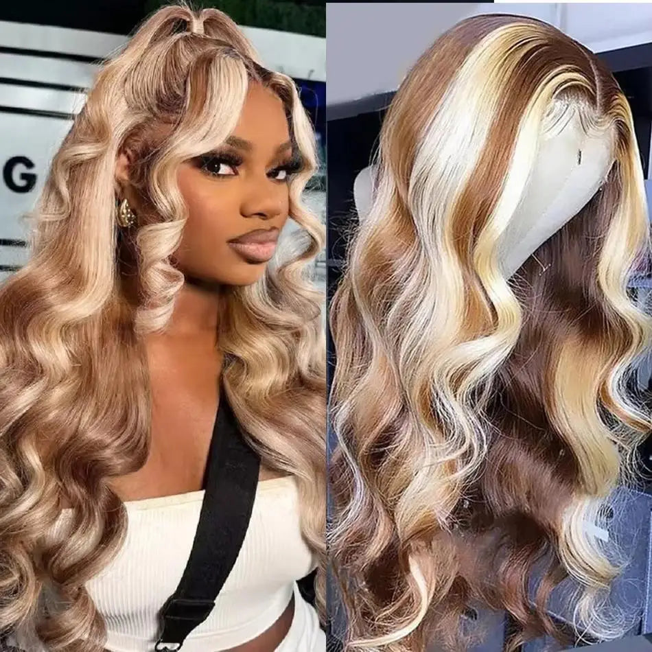 HD Body Wave 4/613 Blonde Ombre Lace Front Human Hair Wigs Remy Vietnamese 34 36 Inch Colored 13x4 Lace Frontal Wigs Pre Plucked