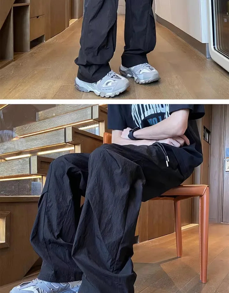American Style Workwear Men's Summer Lightweight Tall Quick-Dry Trousers with Pleats for Hiking and Paratrooper