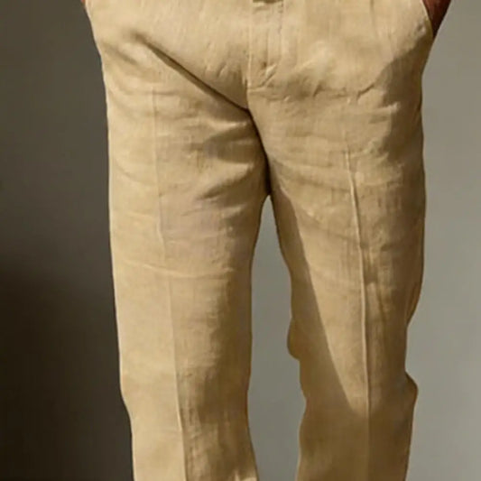 Loose Linen Trousers For Mens Spring Summer New Casual Straight Pants Men Fashion Pleated Breathable Pants