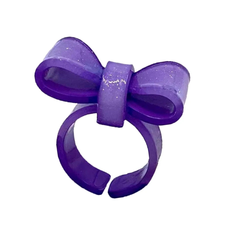 Resin Rings Dumpy Acrylic Rings Bowknot Rings Aesthetic Trendy Colorful Open Rings Statement Jewelry Bow Rings for Women