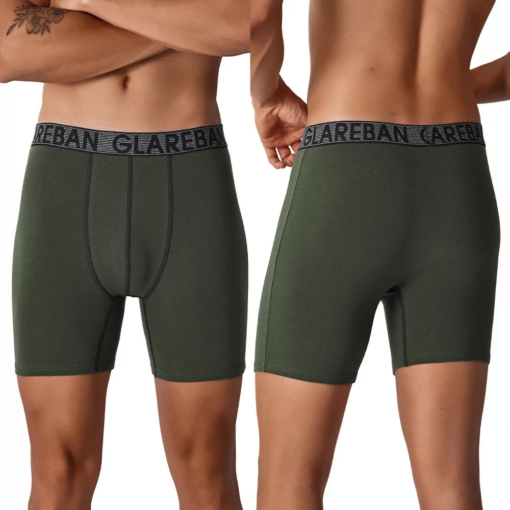 5pcs Set Mid-Long Cotton Brand Boxer Shorts for Men Underwear Breathable Male Underpants Briefs Boxershorts Slips Soft Panties