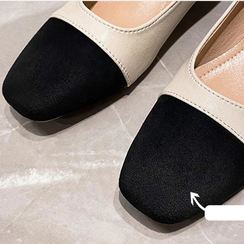 Woman Elegant Square Toe 3cm High High Heels Cute Beige Shallow Mouth Heel Female Shoes Barefoot Color Blocking Birken Shoes