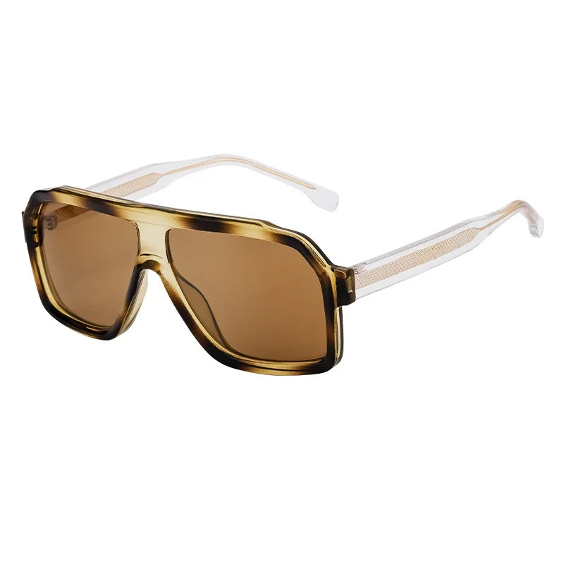 Retro Pilot Men Sunglasses Fashion Clear Gradient Shades UV400 Women Luxury Square Sun Glasses BAZAARHUBO